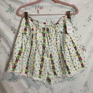 Vintage 80s 90s Gitano White Floral Print Denim Shorts Size M